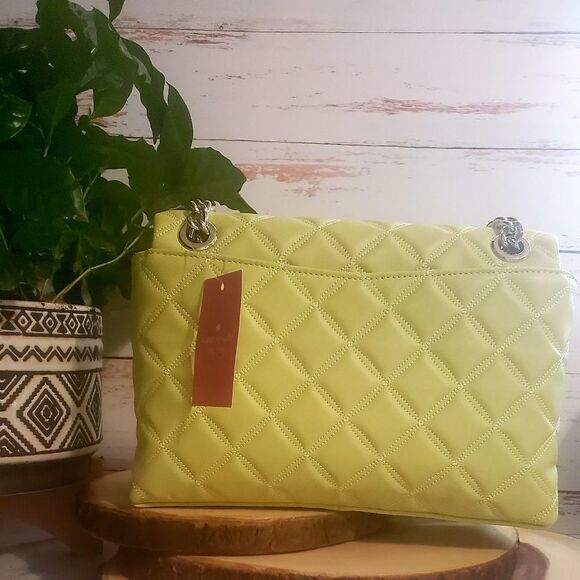 Kate Spade Nathalia Quilted Flap Crossbody Bag in PALE LIME GREEN - Picture 9 of 11